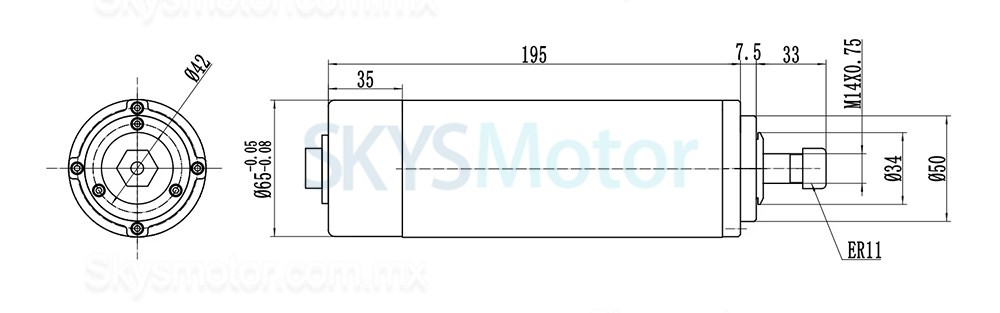 Kit de motor de husillo CNC refrigerado por aire 800W, 110V/220V, JGF-F65A-800 + H100-0.75 con variadores de velocidad y 13 piezas pinzas ER11